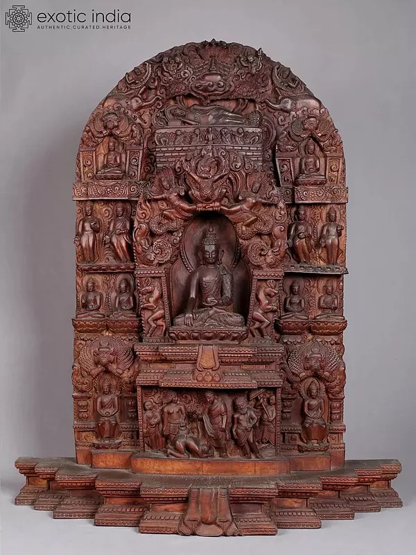 31'' Large Religious Life Of Buddha | Nepalese Handicrafts