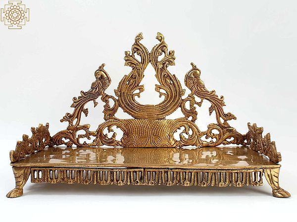 18" Brass Peacock Design Throne