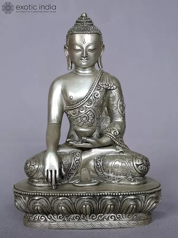 6'' Tibetan Shakyamuni Buddha (Medicine) | Silver Statue