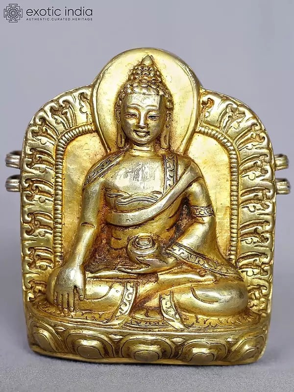 3'' Lord Shakyamuni Buddha (Tibetan Ghau) From Nepal | Copper Gilded With Gold