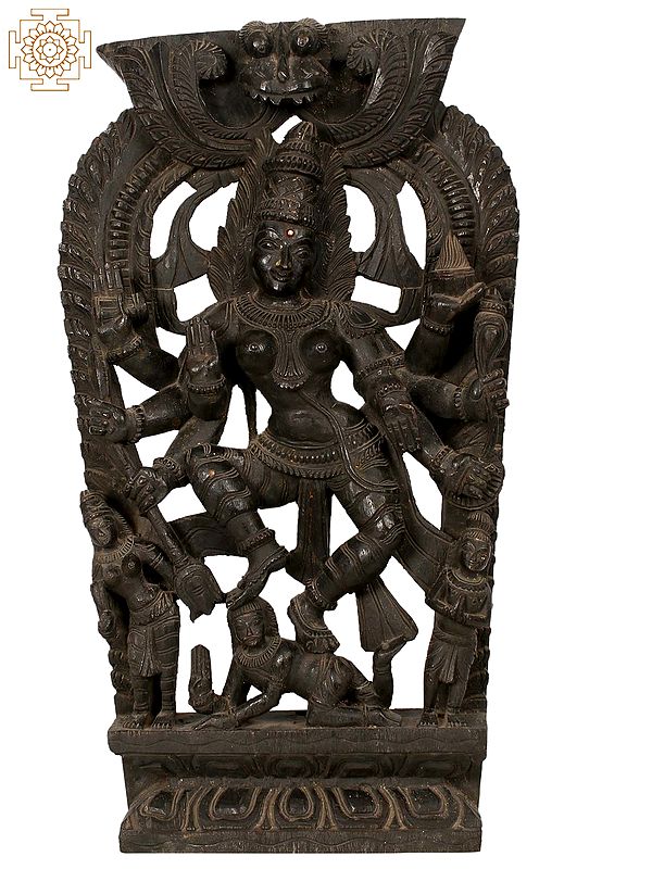 Dancing Goddess Parvati Wooden Statue