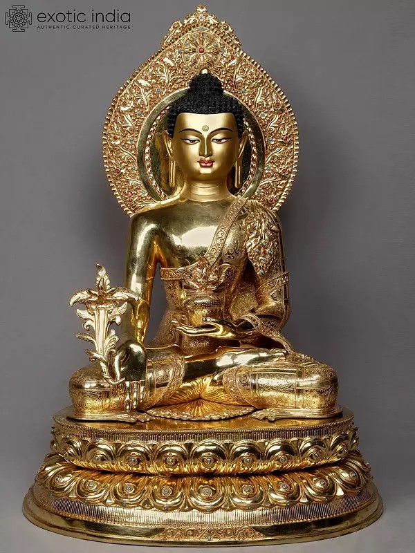 Medicine Buddha Copper Statue from Nepal | Tibetan Buddhist Deity Idol