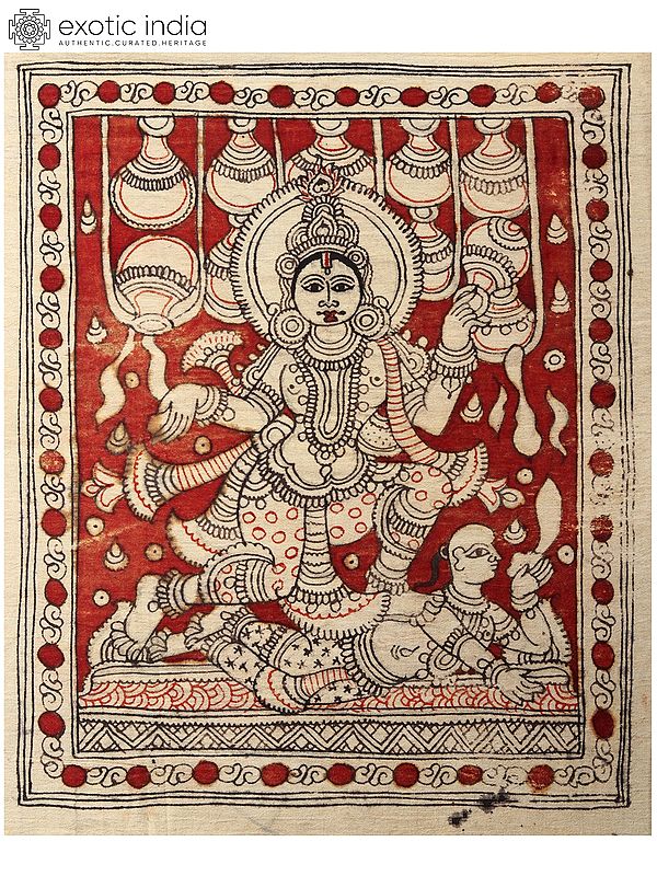 Apsara Dancing on Vamana | Kalamkari Painting