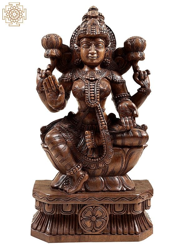 24" Wooden Goddess Lakshmi