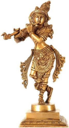 8" Lord Krishna In Brass | Handmade | Made In India