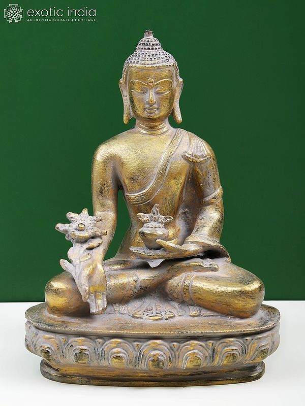 9" Medicine Buddha Statue in Brass | Handmade Buddhist Deity Idols