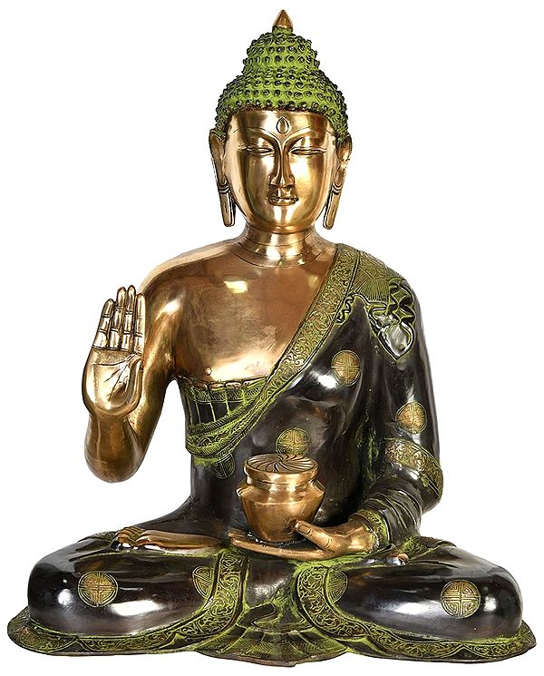 23" Blessing Buddha (Tibetan Buddhist) In Brass | Handmade | Made In India