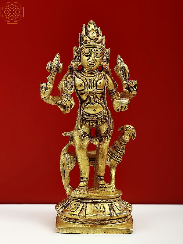 5" Bhairava Sculpture In Brass | Handmade | Made In India