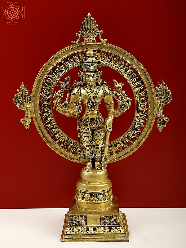 16" The Towering, Enlightening Presence of Lord Vishnu In Brass | Handmade | Made In India