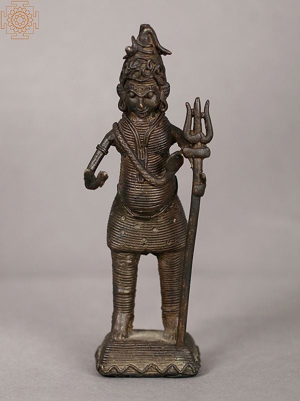 4" Small Brass Standing Lord Shiva | Tribal Statue
