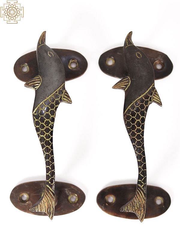 Pair of Brass Dolphin Door Handle