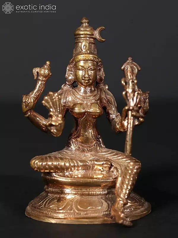3" Small Goddess Rajarajeshwari Bronze Statue