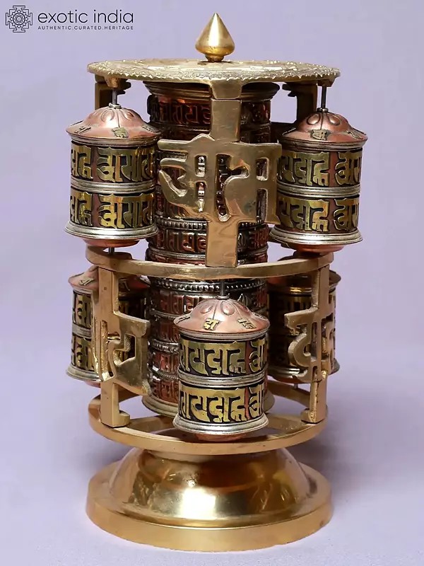 9" Six in One Mandala Table Mane (Prayer Wheel) with Auspicious Mantra