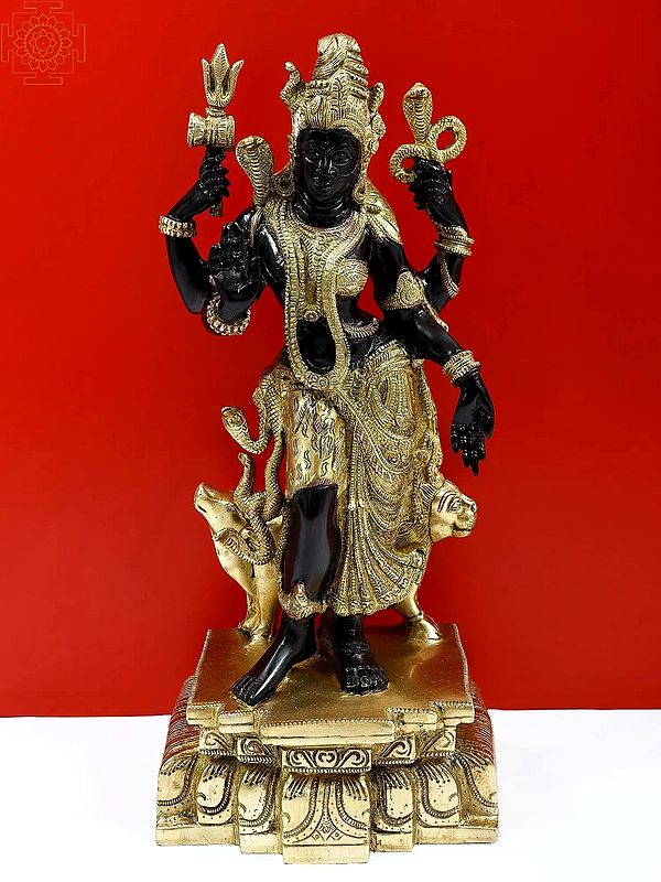 18" Ardhanarishvara Brass Sculpture | Indian Handcrafted Idol