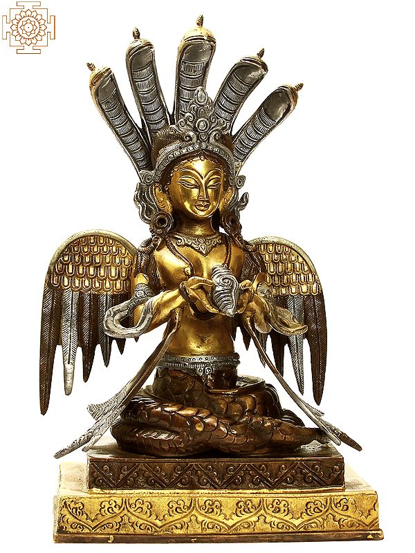12" Naga-Kanya (The Snake Woman) In Brass