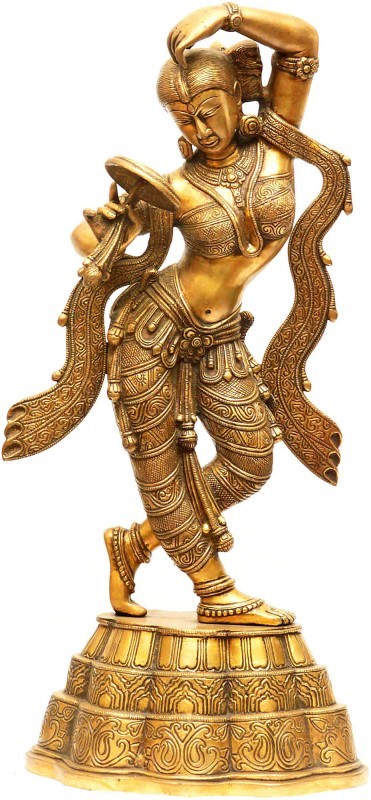 24" The Apsara Applying Vermillion (A Sculpture Inspired by Khajuraho) In Brass