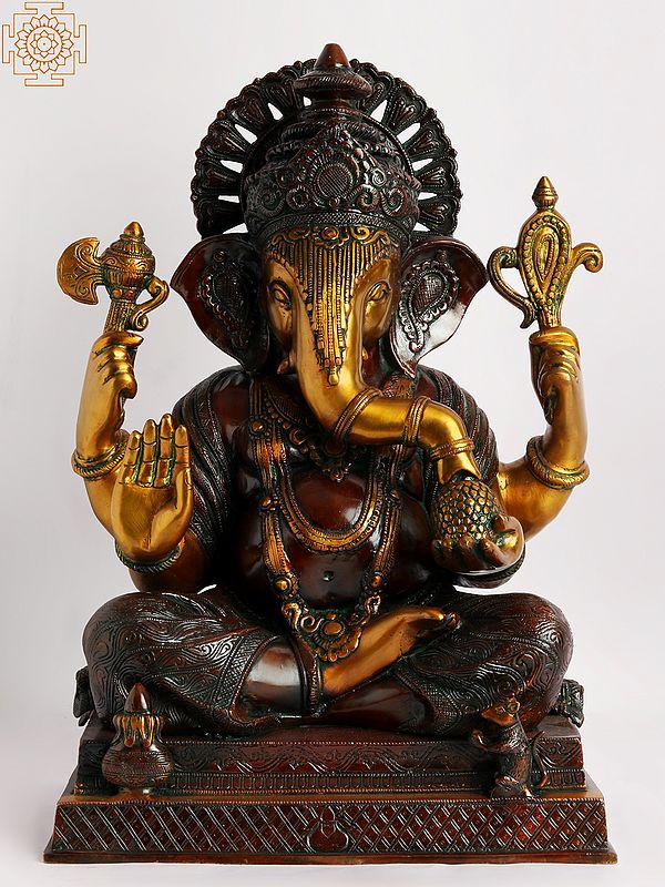 20" Brass Lord Ganesha Statue - The Benevolent God | Handmade Idol | Made in India