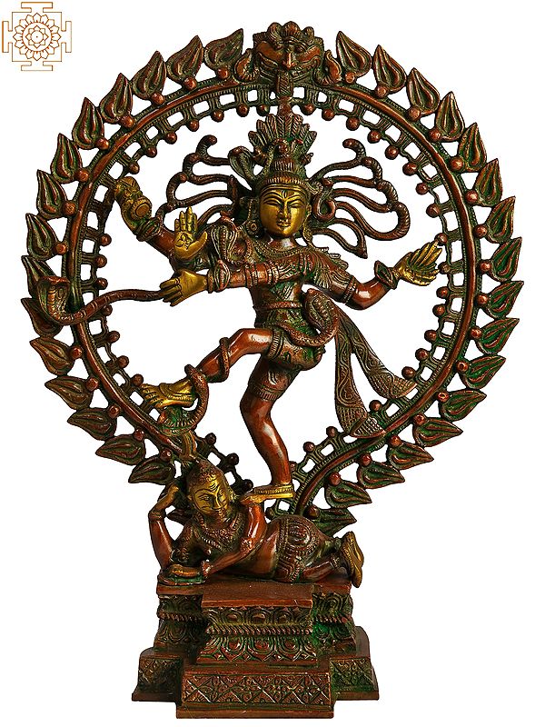 17" Nataraja in Brown and Golden Hues In Brass