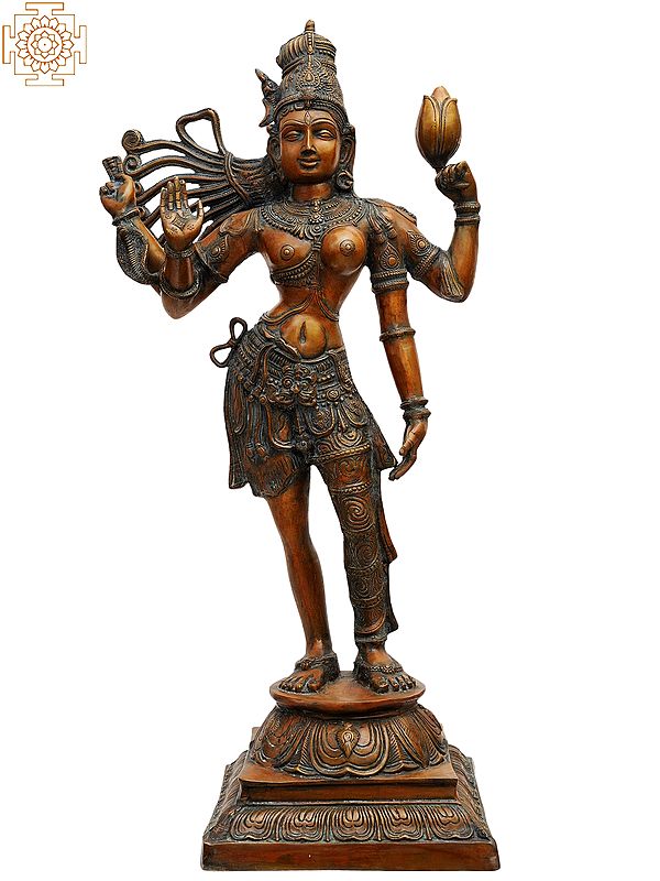 40" Ardhanarishvara In Brass | Handmade | Made In India
