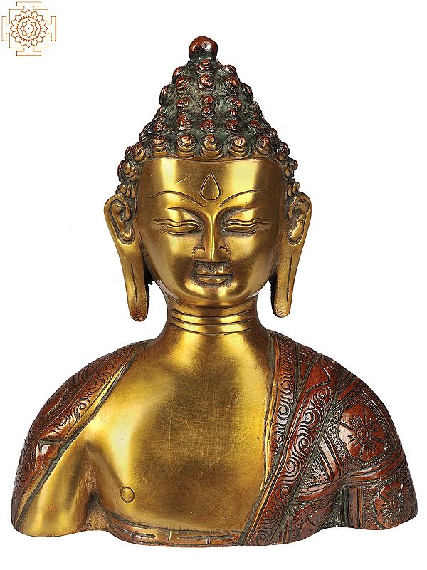 8" Lord Buddha Bust in Brass | Handmade | Made in India