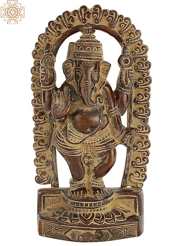 7" Temple Ganesha Brass Statue | Handmade | Made in India