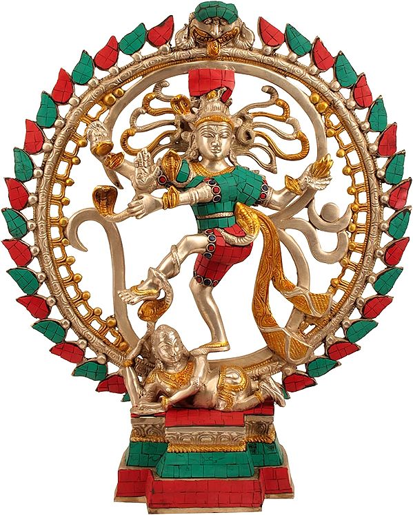 17" Inlay Nataraja In Brass | Handmade | Made In India