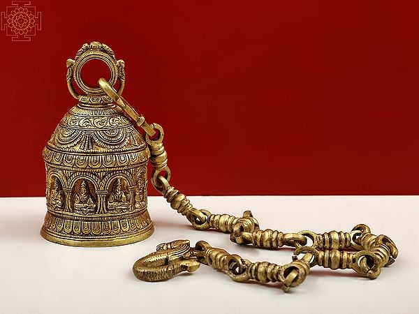 6" Navagraha Hanging Temple Bell in Brass | Handmade | Made in India