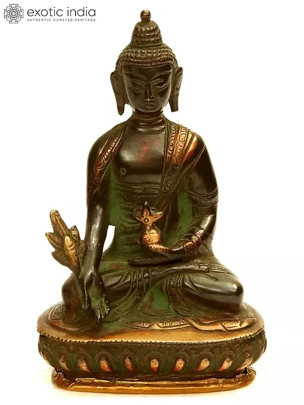 5" Small (Tibetan Buddhist Deity) The Medicine Buddha In Brass