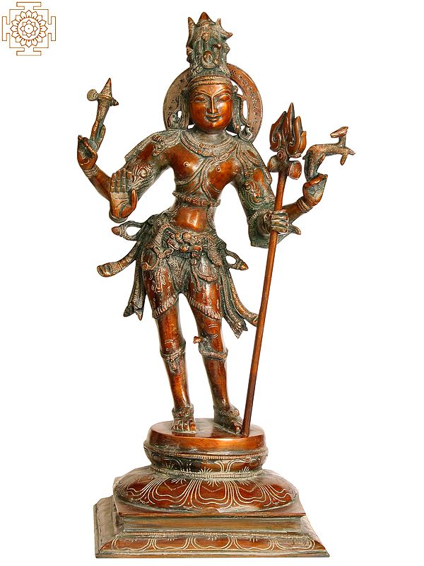 20" Lord Shiva as Pashupatinath In Brass