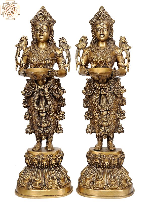 20" Deeplakshmi Pair in Brass | Handmade | Made in India