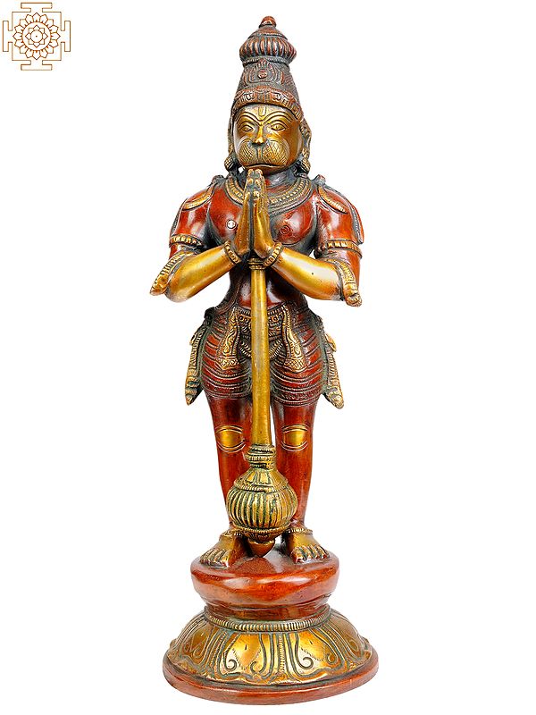 14" Hanuman Proceeding for Rama’s Rescue from Ahiravana’s Custody In Brass | Handmade | Made In India