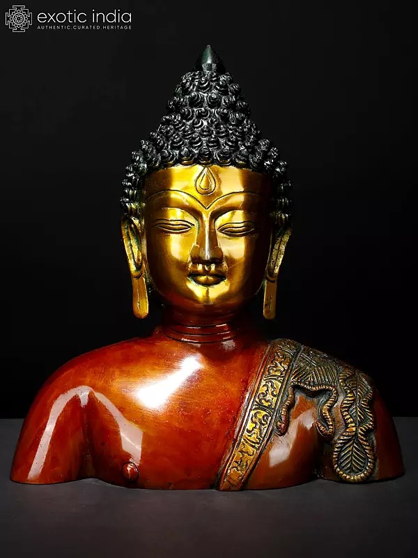 10" The Buddha Bust In Brass | Handmade | Made In India