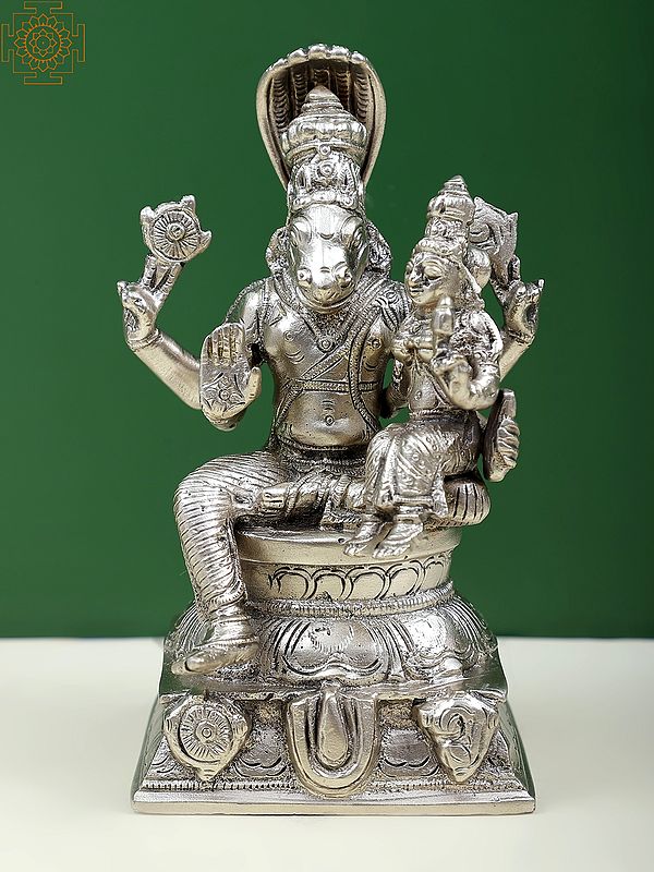 6" Small Hayagriva Avatar of Vishnu with Shakti In Brass