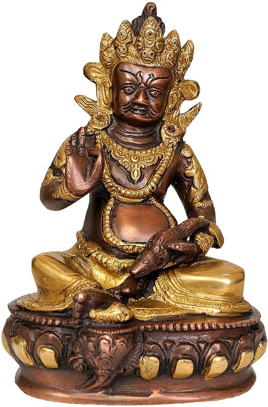7" Tibetan Buddhist Kubera Brass Statue - God of Wealth