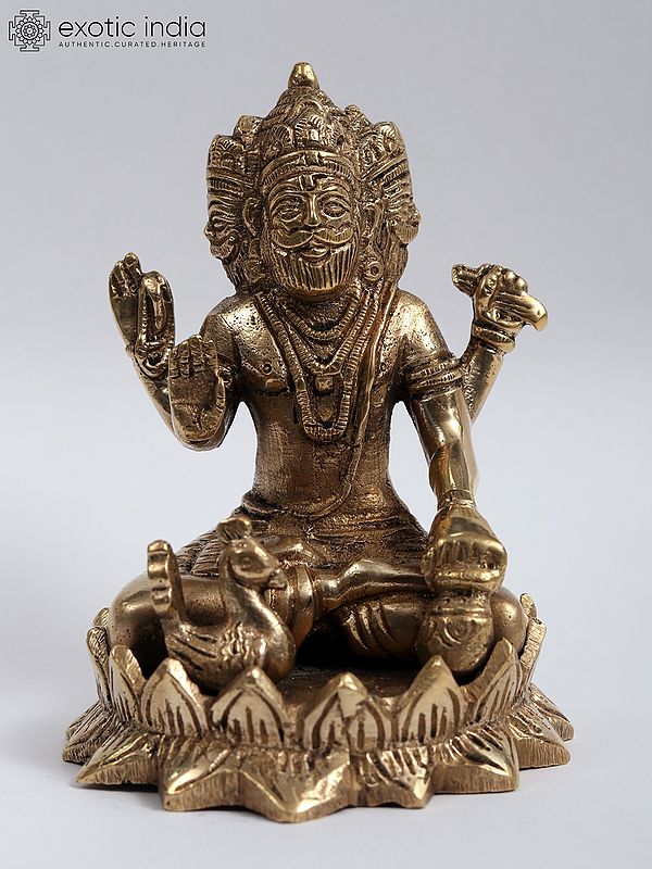 4" Small Lord Brahma Brass Statue