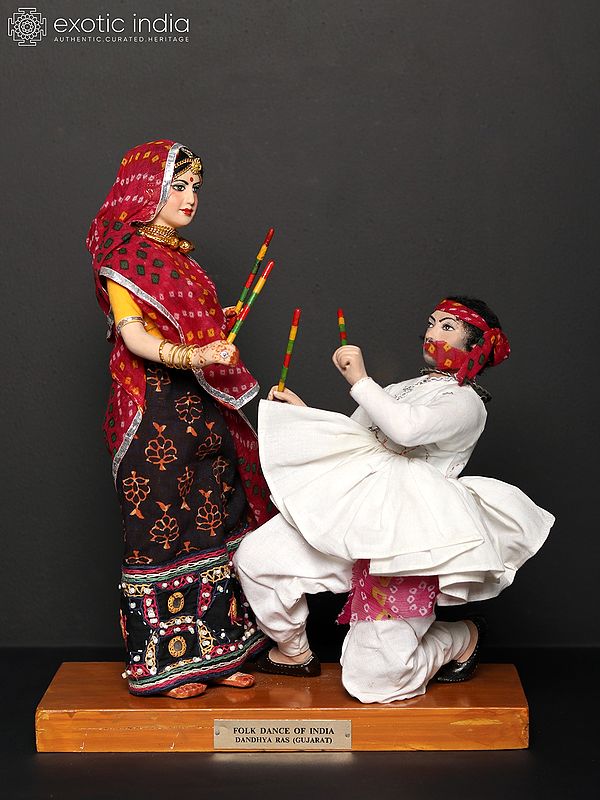 15" Dandiya Raas - Indian Folk Dance from Gujarat | Traditional Handmade Dolls