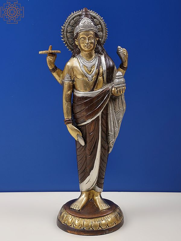 12" Dhanvantari Brass Statue - The Physician of Gods