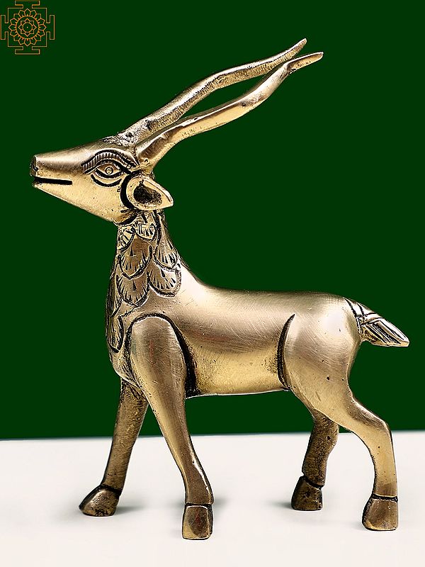 4" Small An Antelope In Brass
