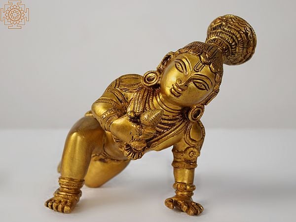 7" Laddoo Gopala Sculpture in Brass