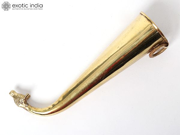 11" Nandi Horn for Abhisheka of Shiva Linga | Gaumukhi Shringi Pot in Brass | Handmade | Made in India