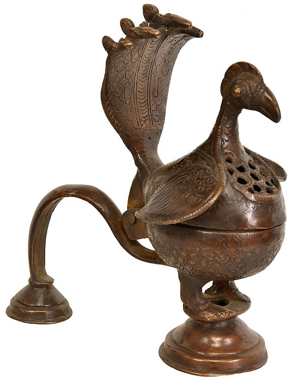 7" Peacock Incense Burner in Brass | Handmade | Made in India