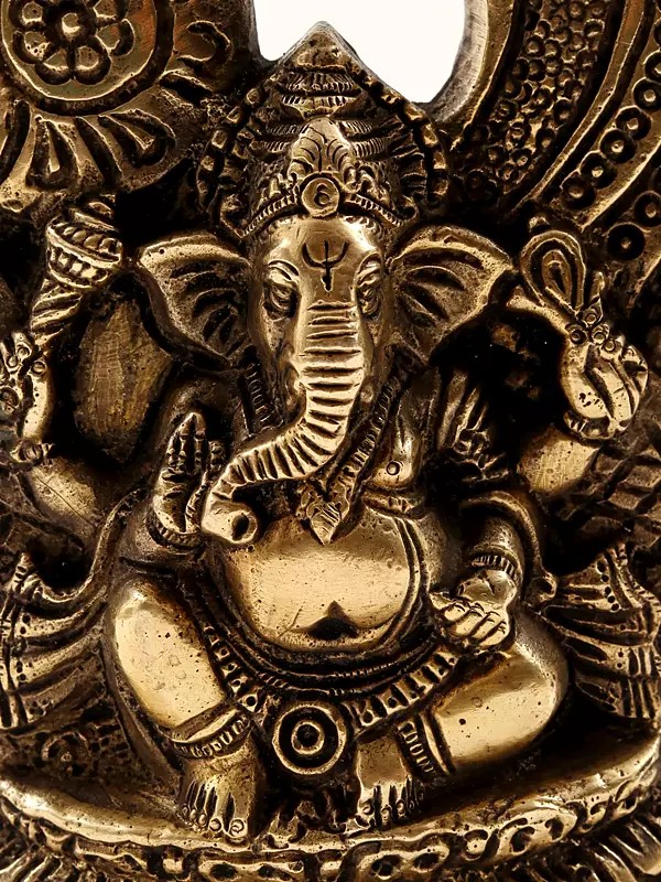 OM (AUM) Ganesha Wall Hanging Plate in Brass Exotic India Art