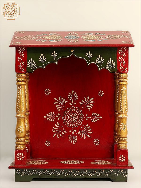 16" Handcrafted Wooden Temple from Rajasthan