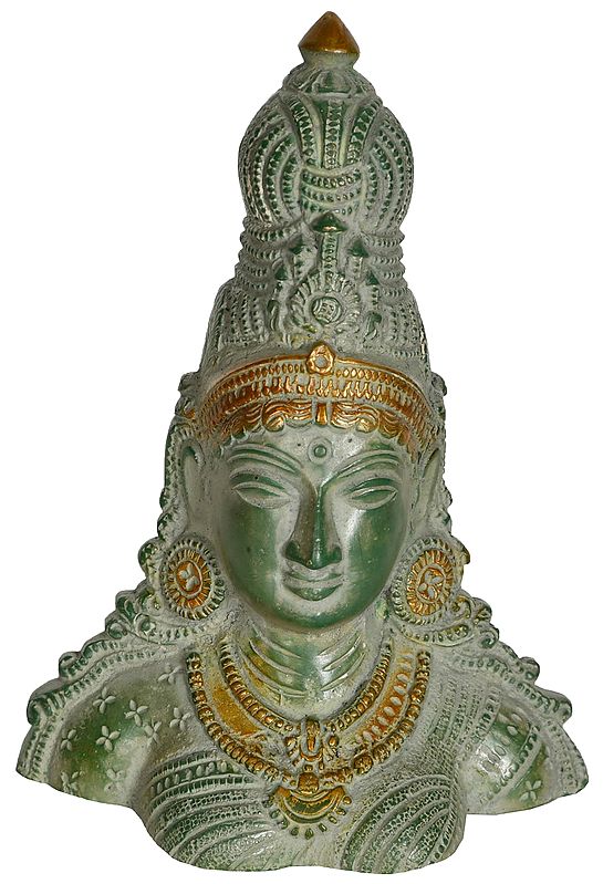 5" Small Goddess Parvati Bust Idol In Brass