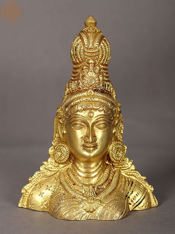 5" Small Goddess Parvati Bust Idol In Brass