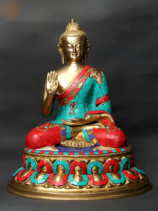 13"  Lord Buddha Granting Abhaya (Tibetan Buddhist) In Brass | Handmade | Made In India