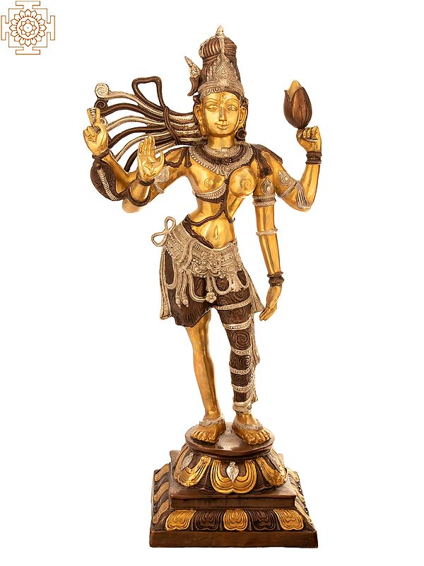 40" Large Ardhanarishvara (Shiva Shakti) in Brass | Handmade | Made in India