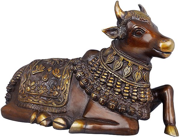 10" Brass Nandi Statue - The Faithful Guardian