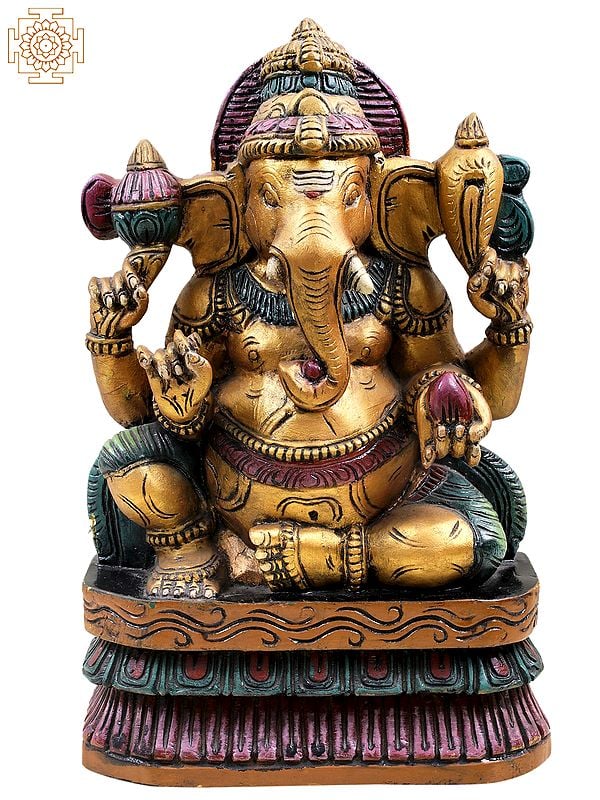 19" Wooden Lord Ganesha