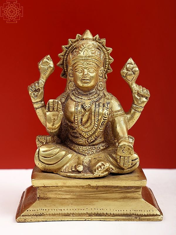 4" Small Brass Goddess Lakshmi Statue